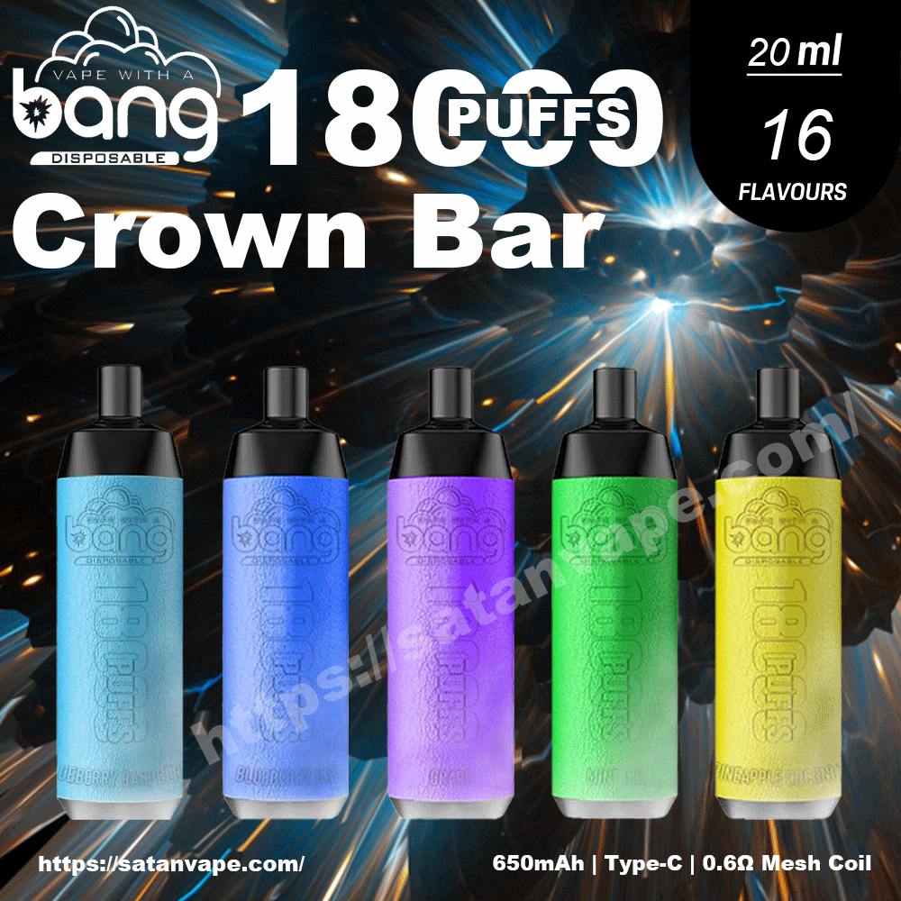 Vape Wholesale and retail Bang Crown Bar 18000 Puffs Vape 0% 2% 3% 5% Nicotine Bulk Buy Newest Portable Rechargeable Disposable Vape Pen