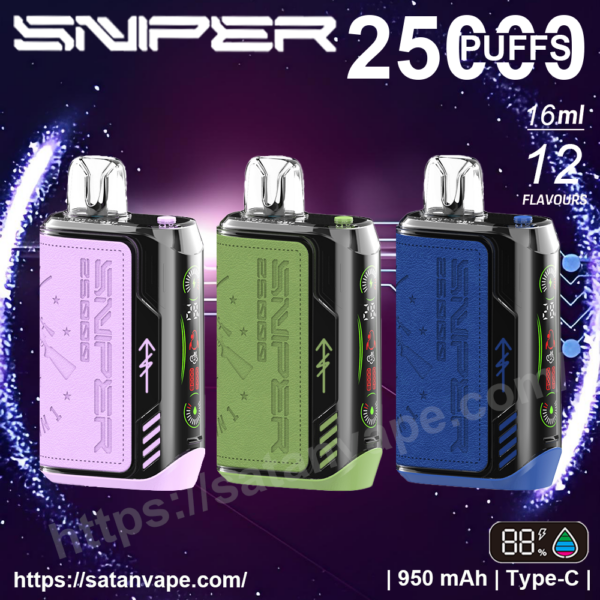 Vapmod Sniper 25k 25000 Puffs 0% 2% 3% 5% Nicotine Full Screen LED Display Wholesale Retail Disposable E-Cigarettes Vape